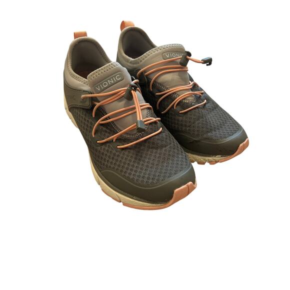 VIONIC LONDON WALKING SNEAKER WOMEN SZ 6 GRAY Bungee Lacing Mesh Upper - Picture 1 of 6